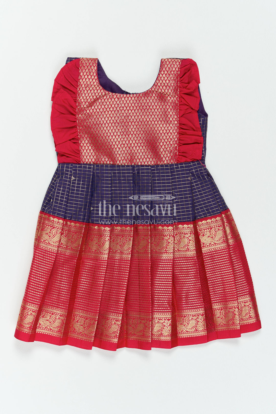 Girls Kanchi Silk Frock in Blue for Special Functions