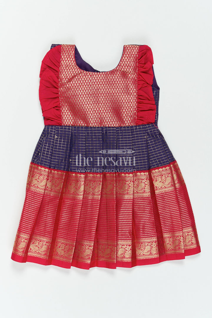 Girls Kanchi Silk Frock in Blue for Special Functions
