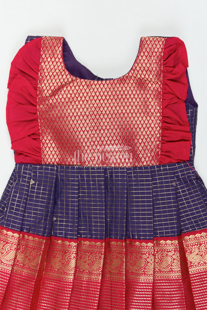 Girls Kanchi Silk Frock in Blue for Special Functions