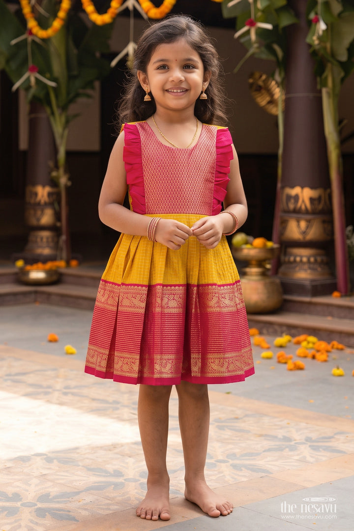 Silk Frock for Girls in Yellow with an Occasion Ready Finish