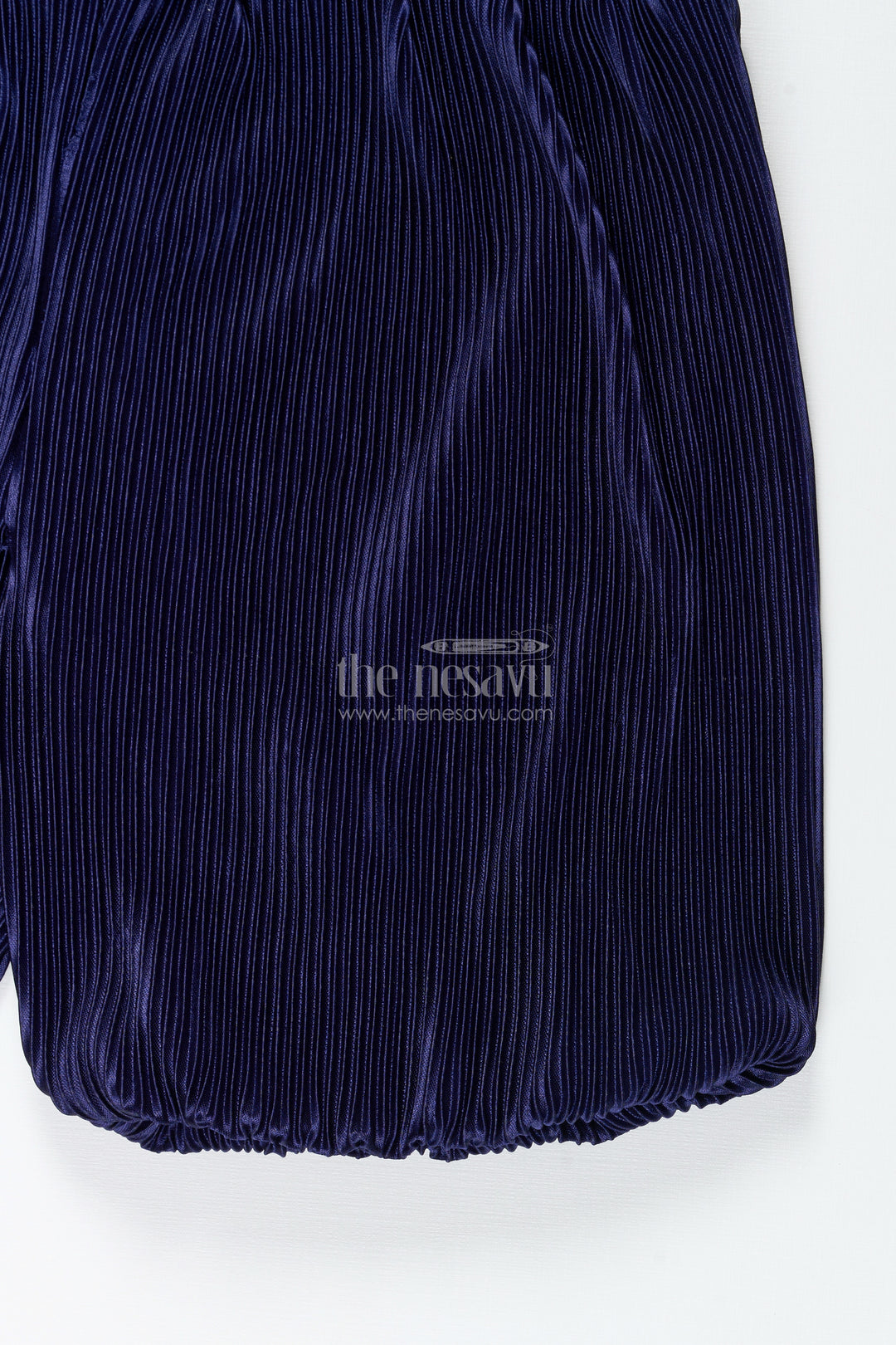 Girls Navy Velvet Pleated Shorts For Dressy Winter Wear