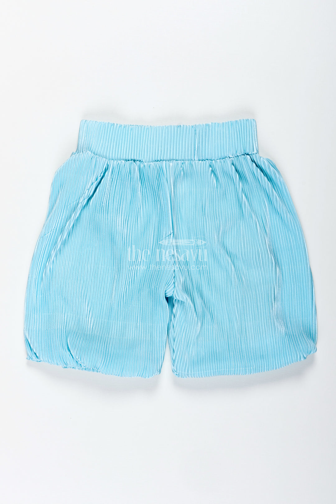 Light Blue Velvet Shorts For Girls Festive And Winter Wear