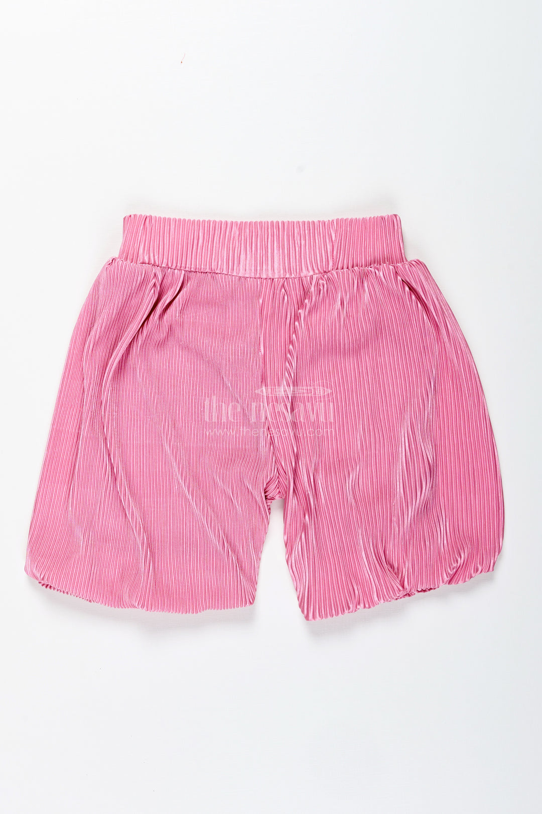 Pink Velvet Pleated Shorts For Girls Festive And Winter Styling