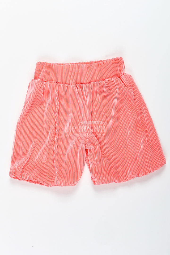Coral Velvet Shorts For Girls Party And Seasonal Wear