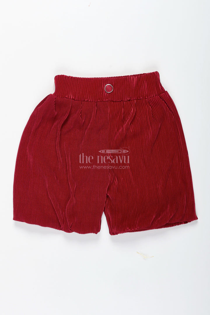 Maroon Velvet Pleated Shorts For Winter Dressing And Events