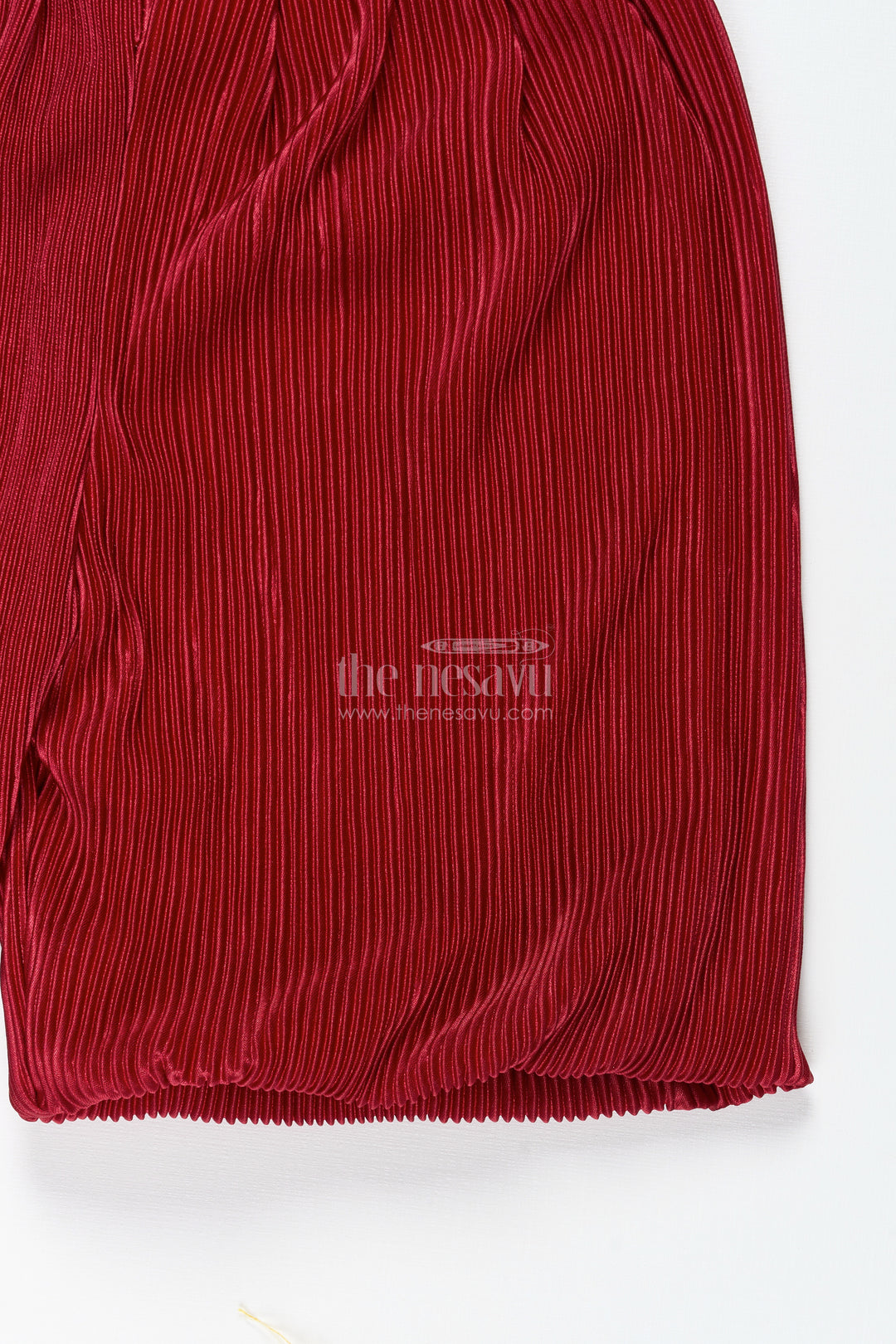 Maroon Velvet Pleated Shorts For Winter Dressing And Events