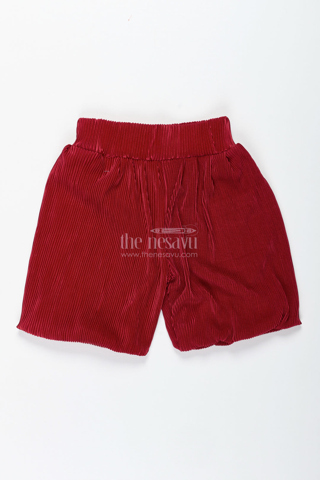 Maroon Velvet Pleated Shorts For Winter Dressing And Events