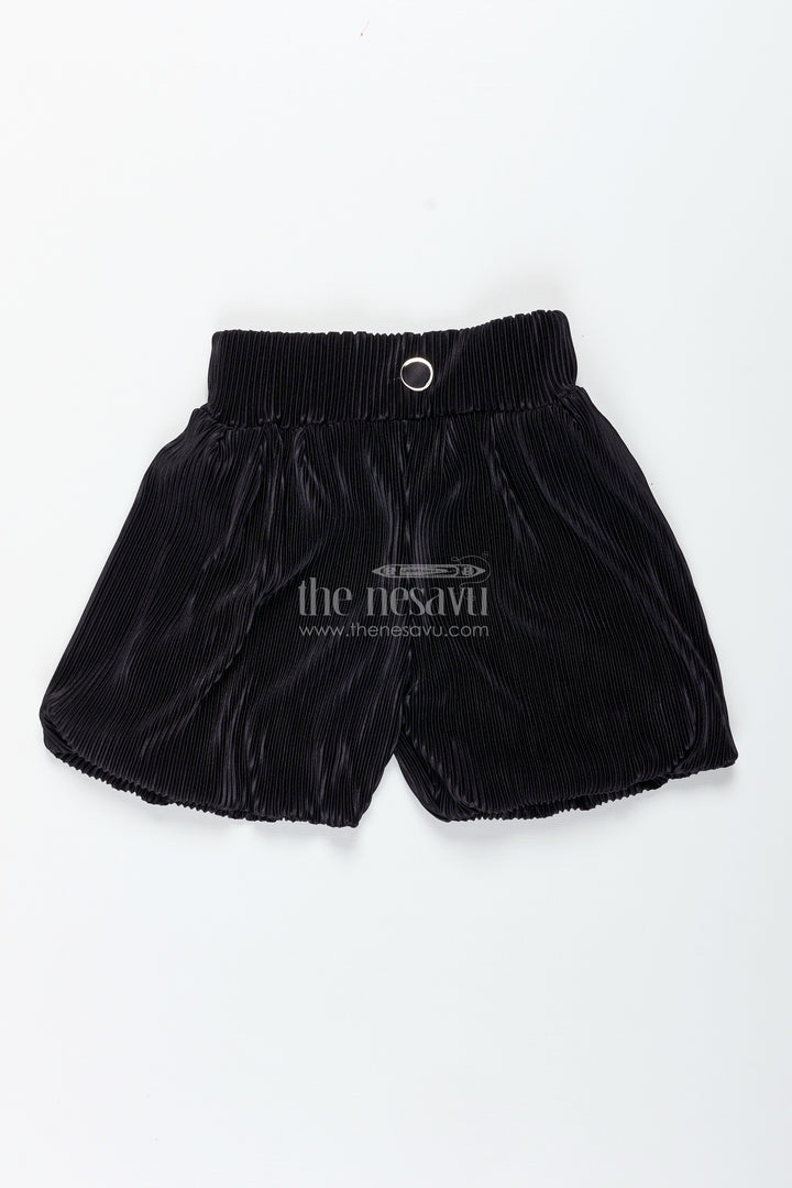Grey Velvet Pleated Shorts For Girls Casual Winter Dressing