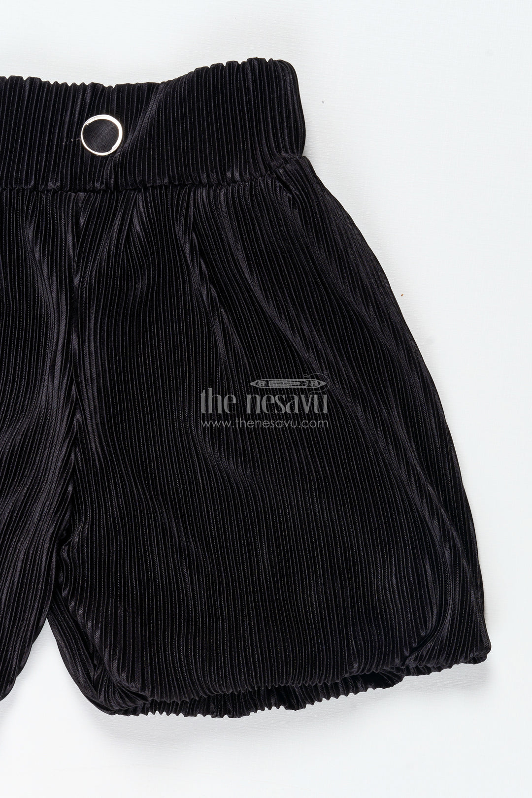 Grey Velvet Pleated Shorts For Girls Casual Winter Dressing