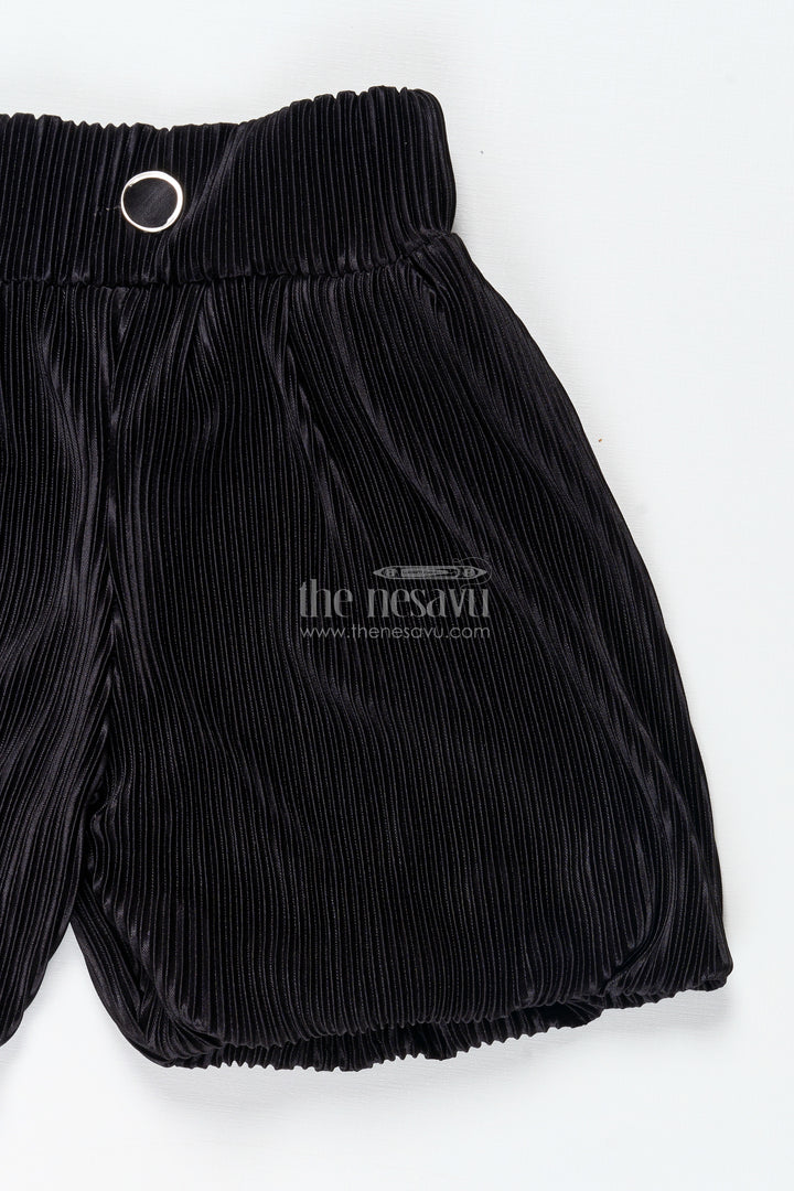 Grey Velvet Pleated Shorts For Girls Casual Winter Dressing