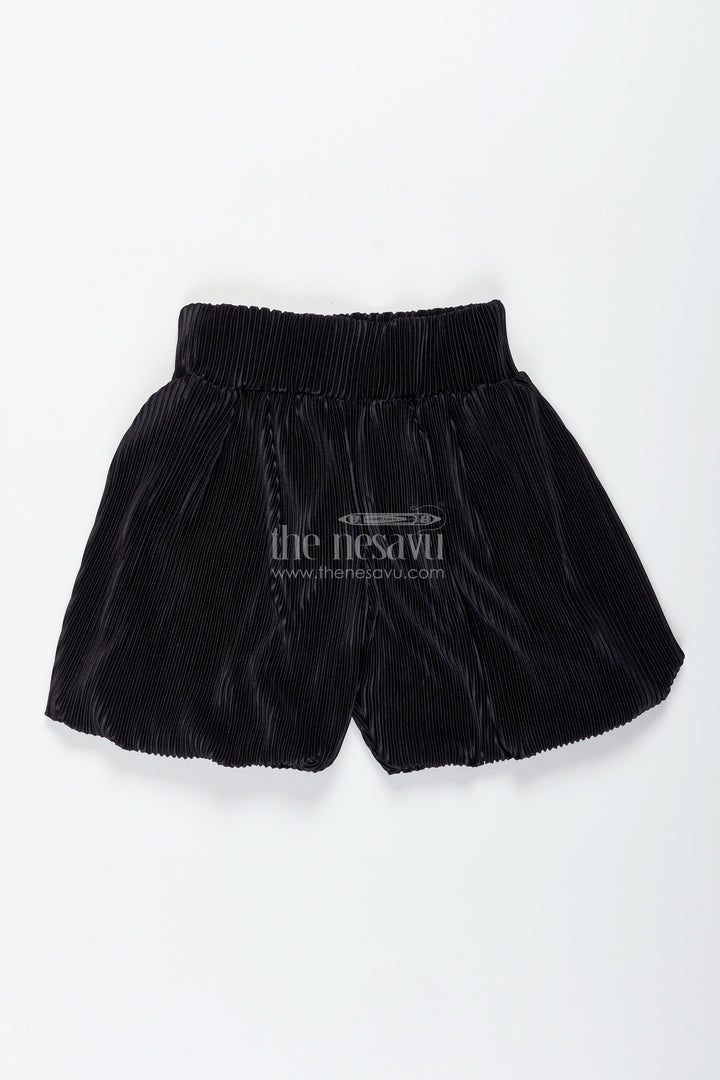 Grey Velvet Pleated Shorts For Girls Casual Winter Dressing