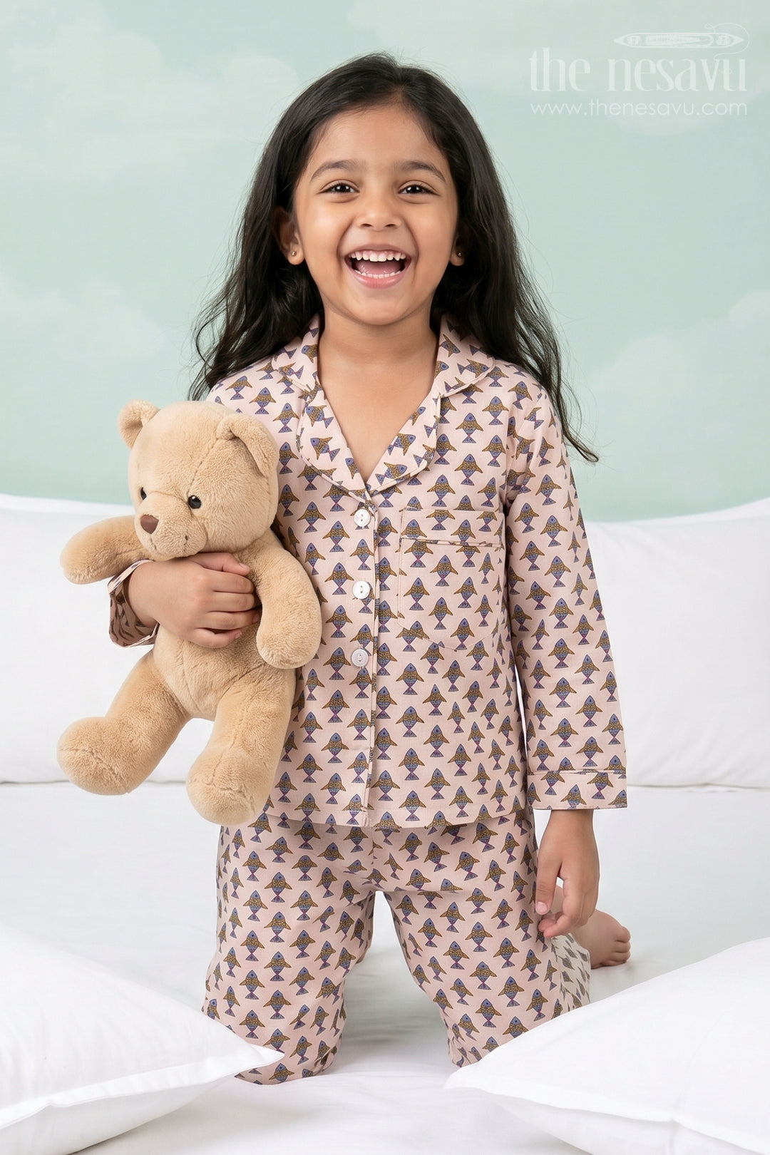 Cozy Pure Cotton Girls’ Co-Ord Set with Playful Jaipur Hand Block Print