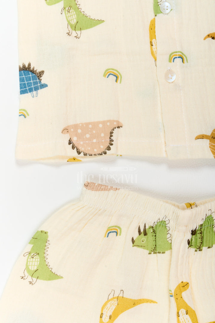 Kids Dinosaur Shorts Night Suit for Summer Bedtime and Lounging