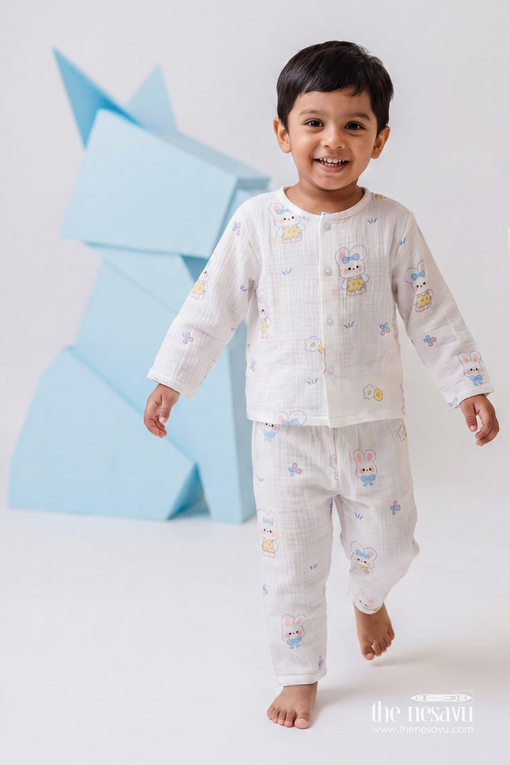 Kids Bunny Print Night Suit for Cosy Bedtime and Sleepovers