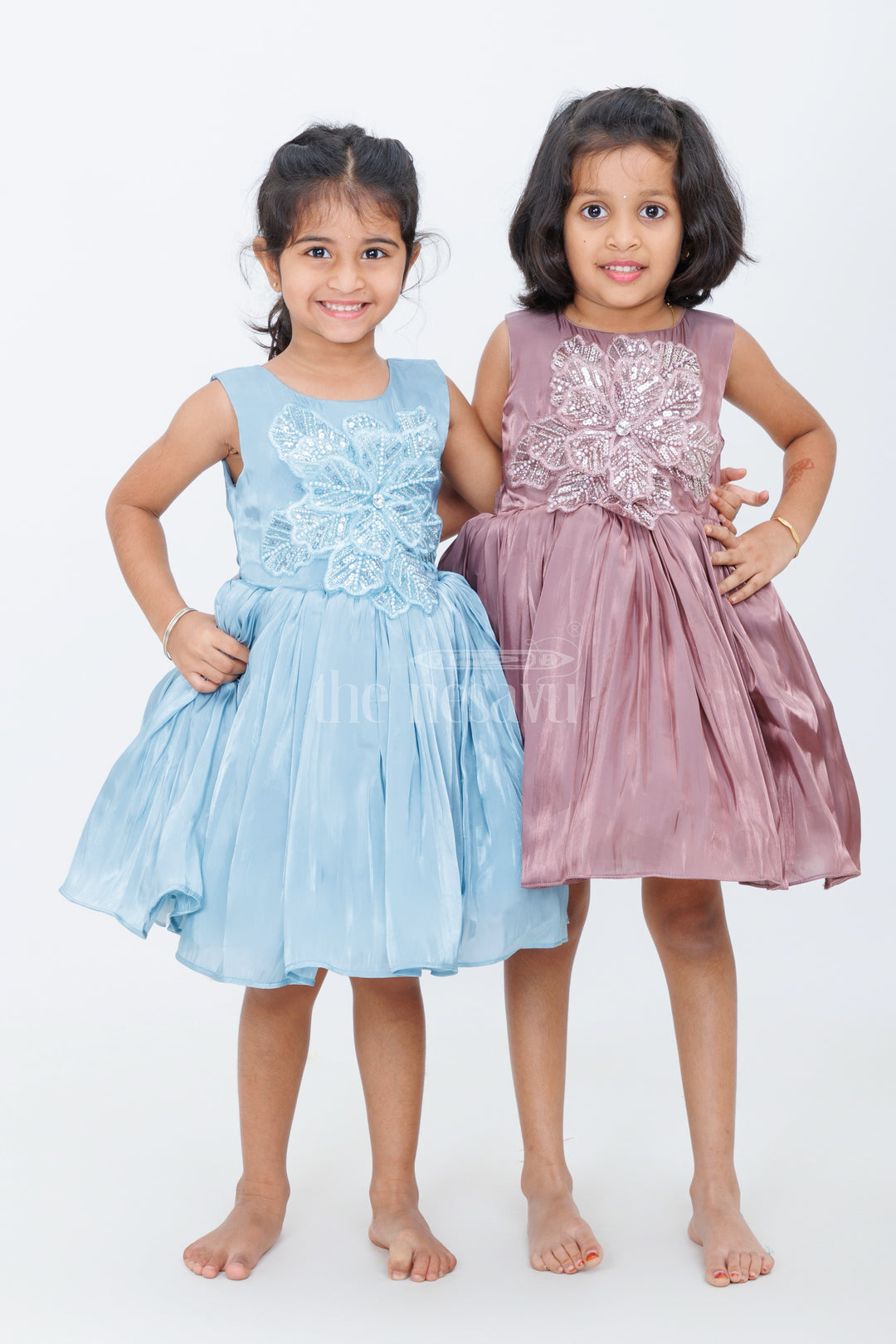 Girls Party Wear Pink Organza Frock with Embellished Bodice and Flared Skirt in Elegant party wear pink frock Look