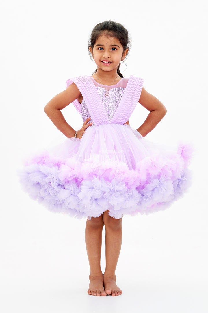 Baby Girls Light Purple Dress with Sparkling Sequin Bodice and Ruffled Tulle Skirt