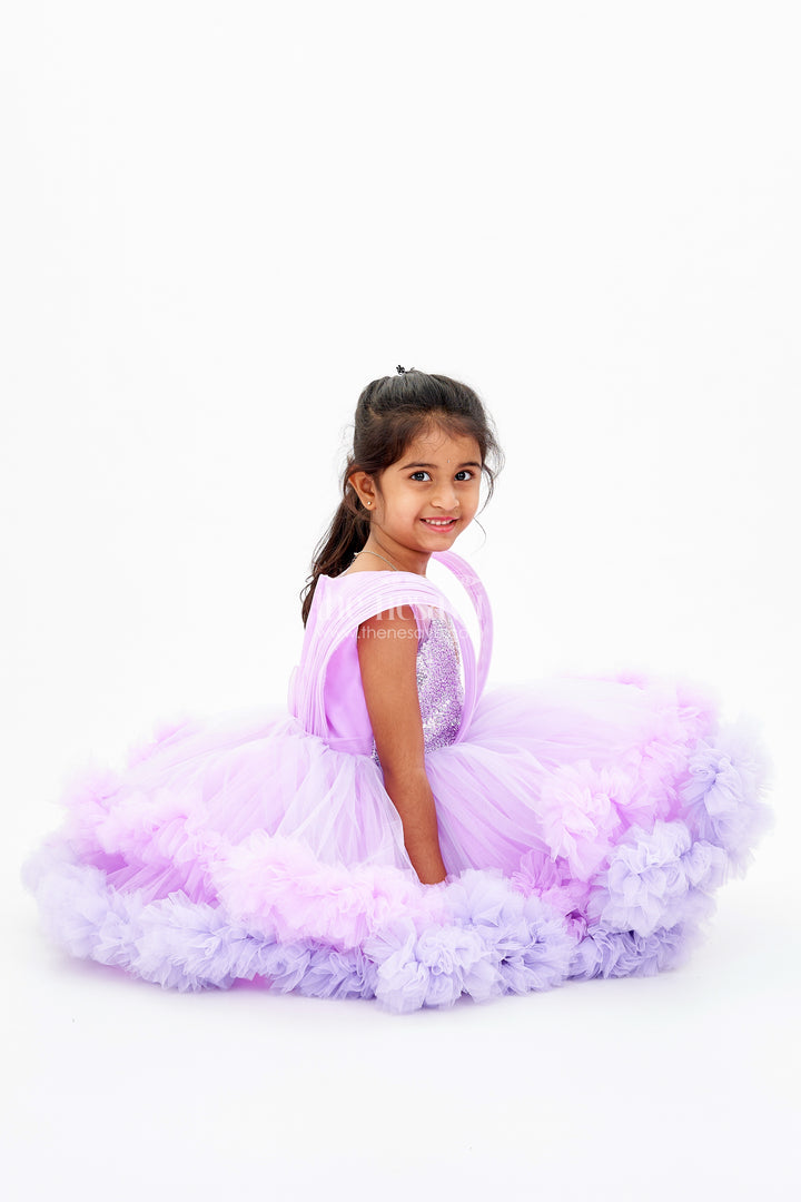Baby Girls Light Purple Dress with Sparkling Sequin Bodice and Ruffled Tulle Skirt