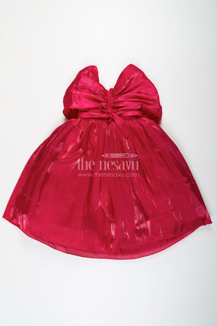 Baby Frock for First Birthday in Rich Glaze Organza with Sequin Embellished Yoke and Rosette Detailing