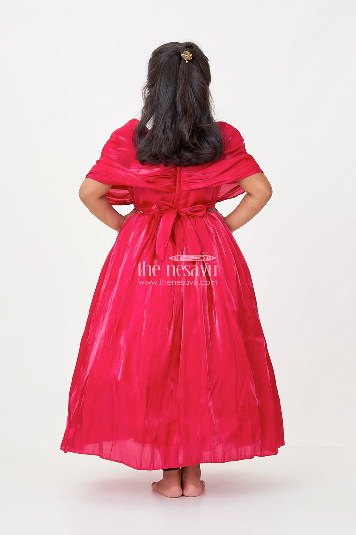 Baby Frock for First Birthday in Rich Glaze Organza with Sequin Embellished Yoke and Rosette Detailing