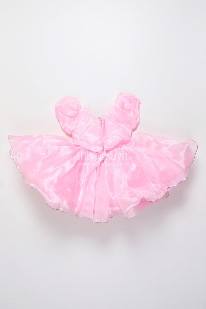 Baby girl satin party frock with 3D flower for birthdays and photoshoots