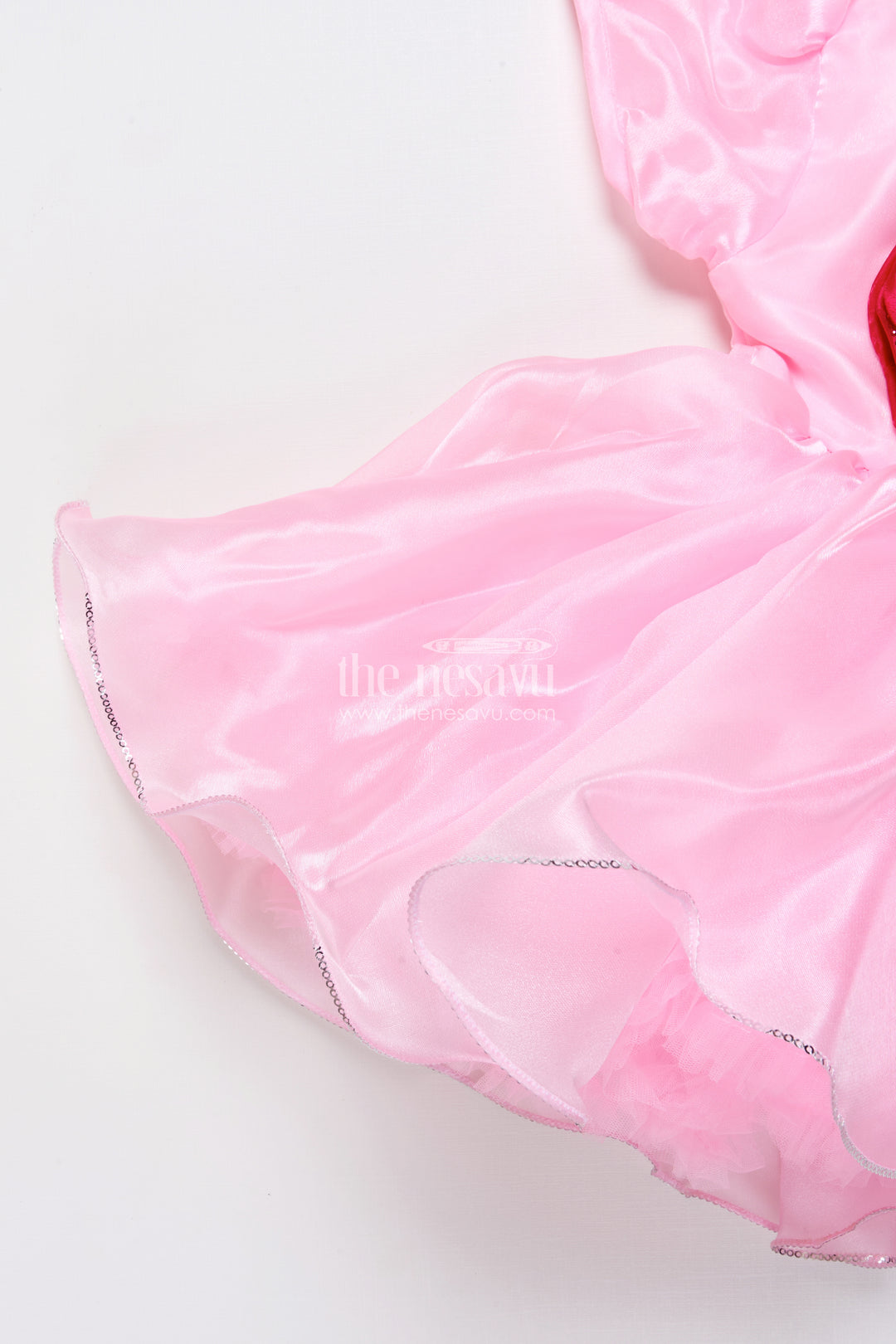 Baby girl satin party frock with 3D flower for birthdays and photoshoots