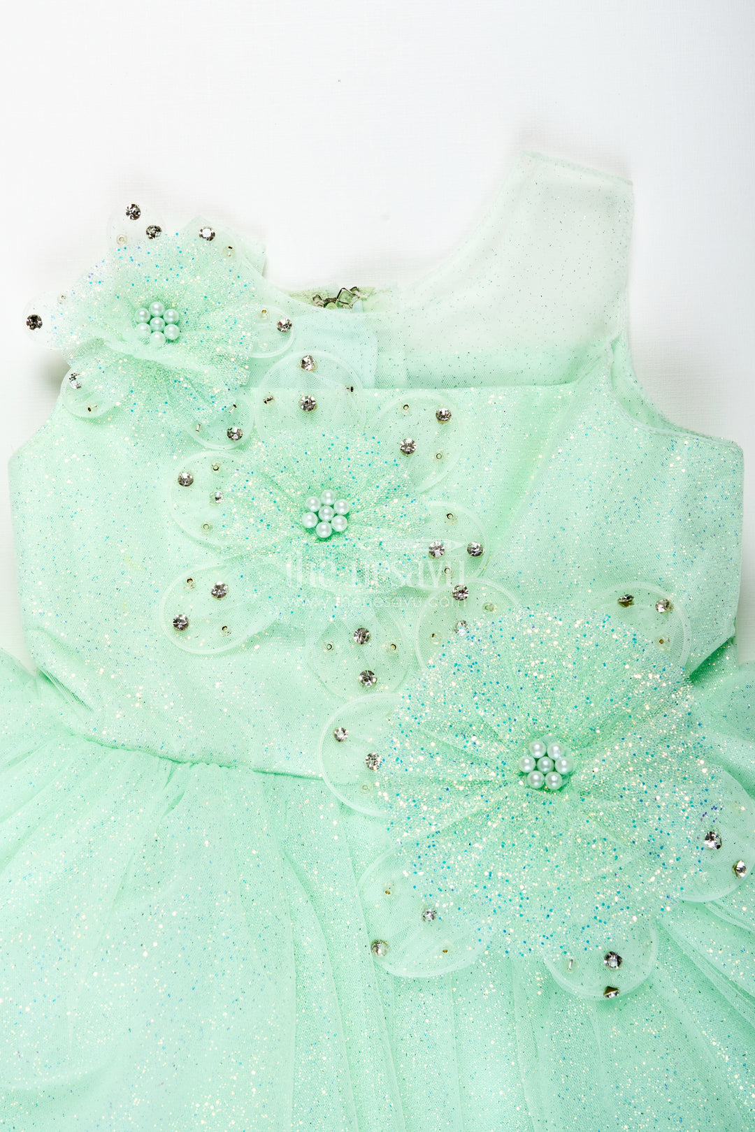 Birthday Party Frock For Girls 3d Floral Appliqué Style
