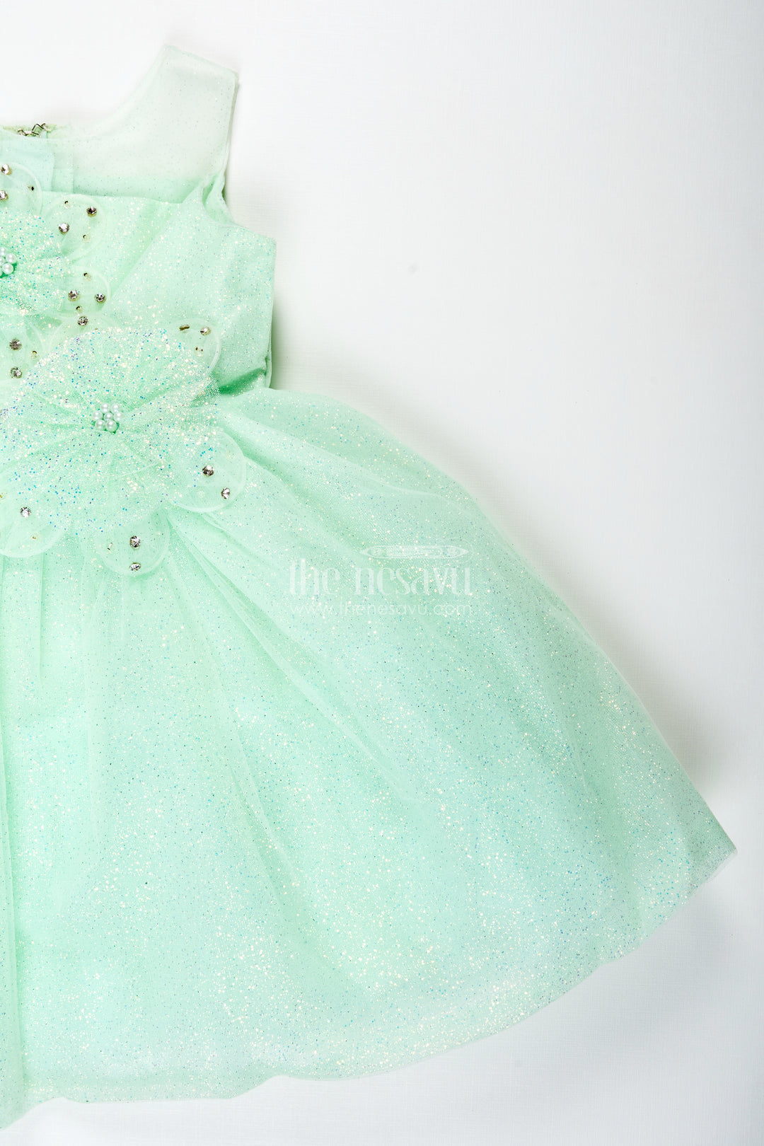 Birthday Party Frock For Girls 3d Floral Appliqué Style