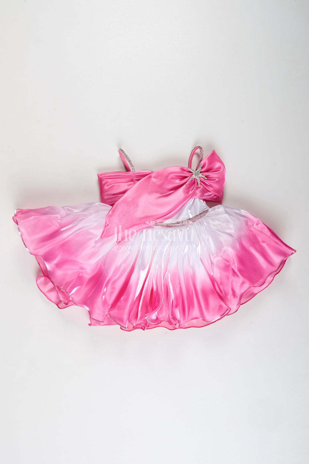 Party frock for girls with ombré satin and star bow detail