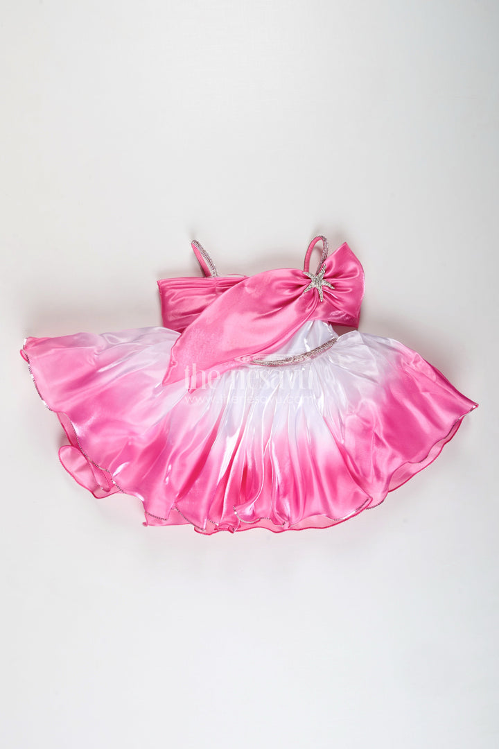 Party frock for girls with ombré satin and star bow detail