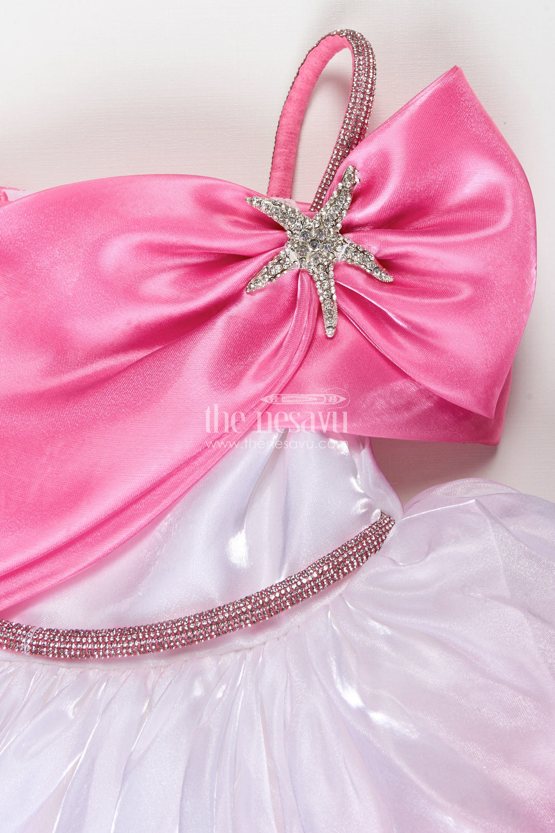 Party frock for girls with ombré satin and star bow detail