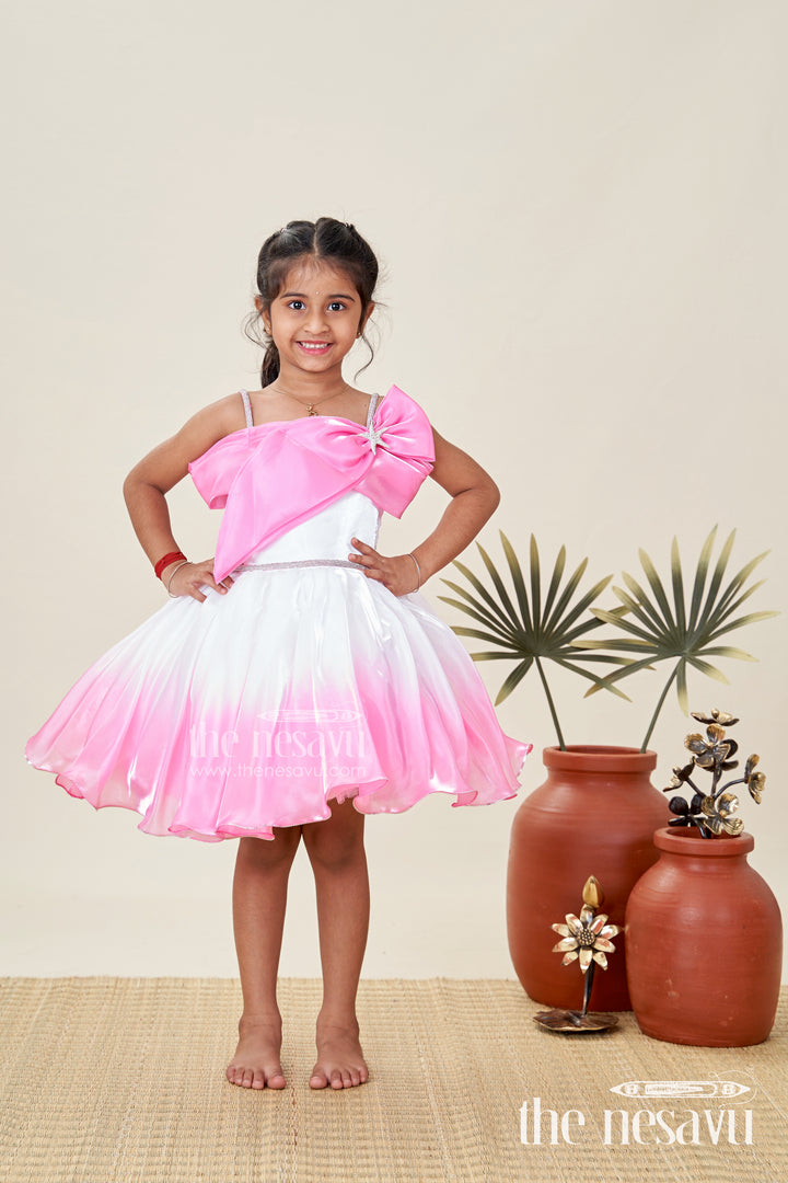 Party frock for girls with ombré satin and star bow detail