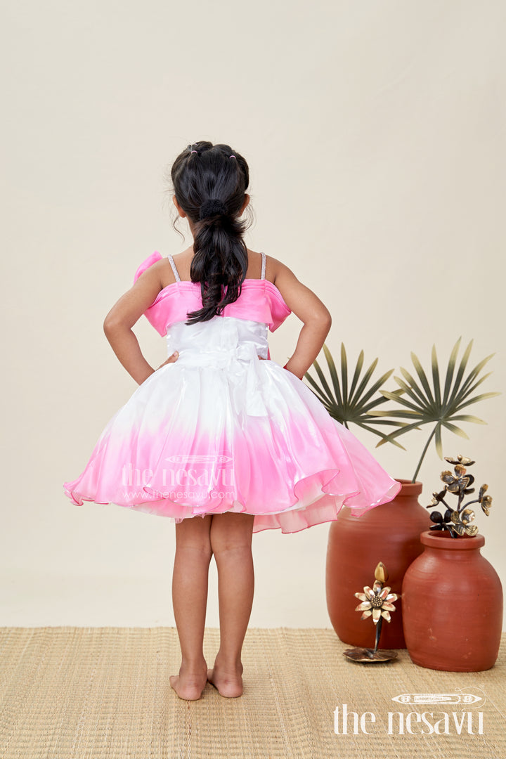 Party frock for girls with ombré satin and star bow detail