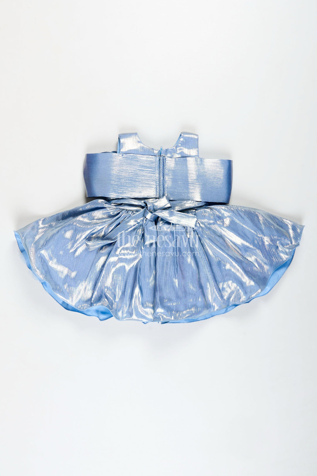 Birthday frock for girls with shimmer finish and floral detailing
