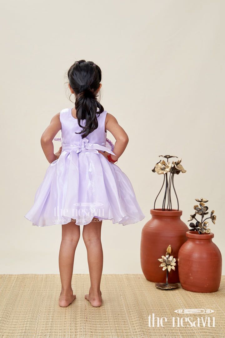 Lavender Party Frock For Girls Sequin Yoke Organza Dress For Birthdays
