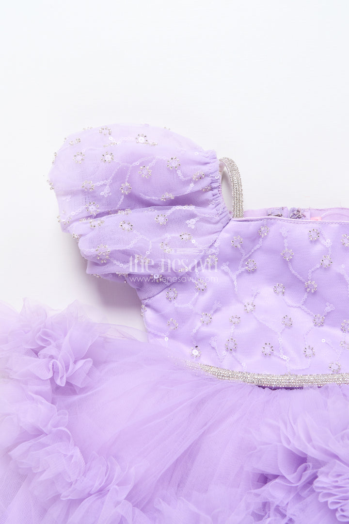 Baby girl net frock with sequin yoke for birthdays and party photoshoots
