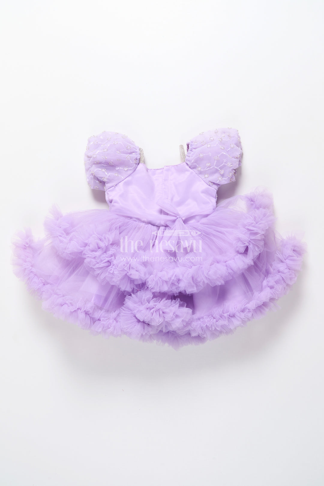 Baby girl net frock with sequin yoke for birthdays and party photoshoots