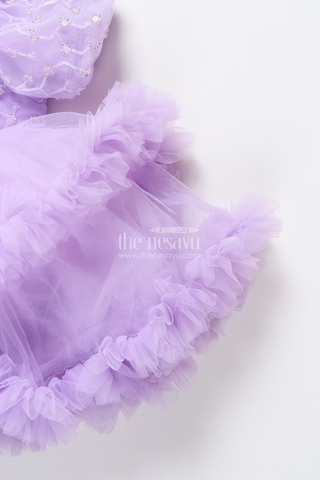 Baby girl net frock with sequin yoke for birthdays and party photoshoots