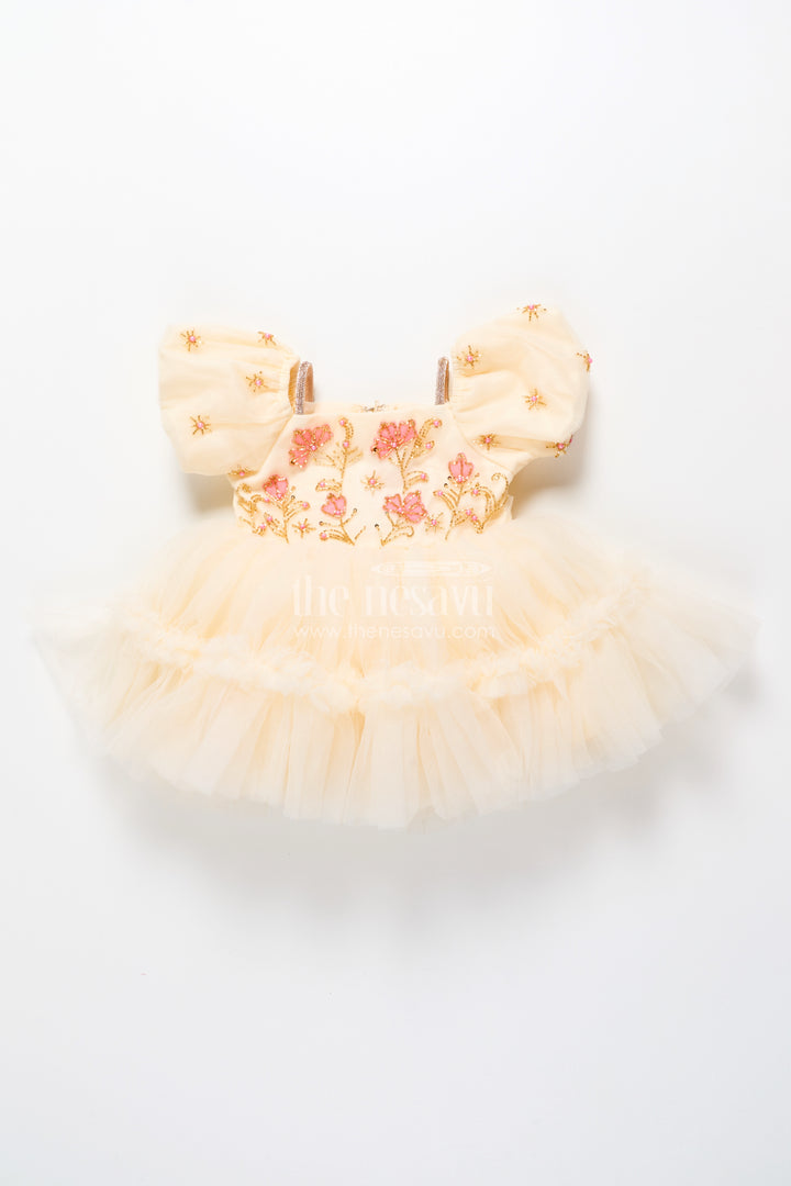 Baby girl frock with embroidered satin bodice for birthdays and milestone photos