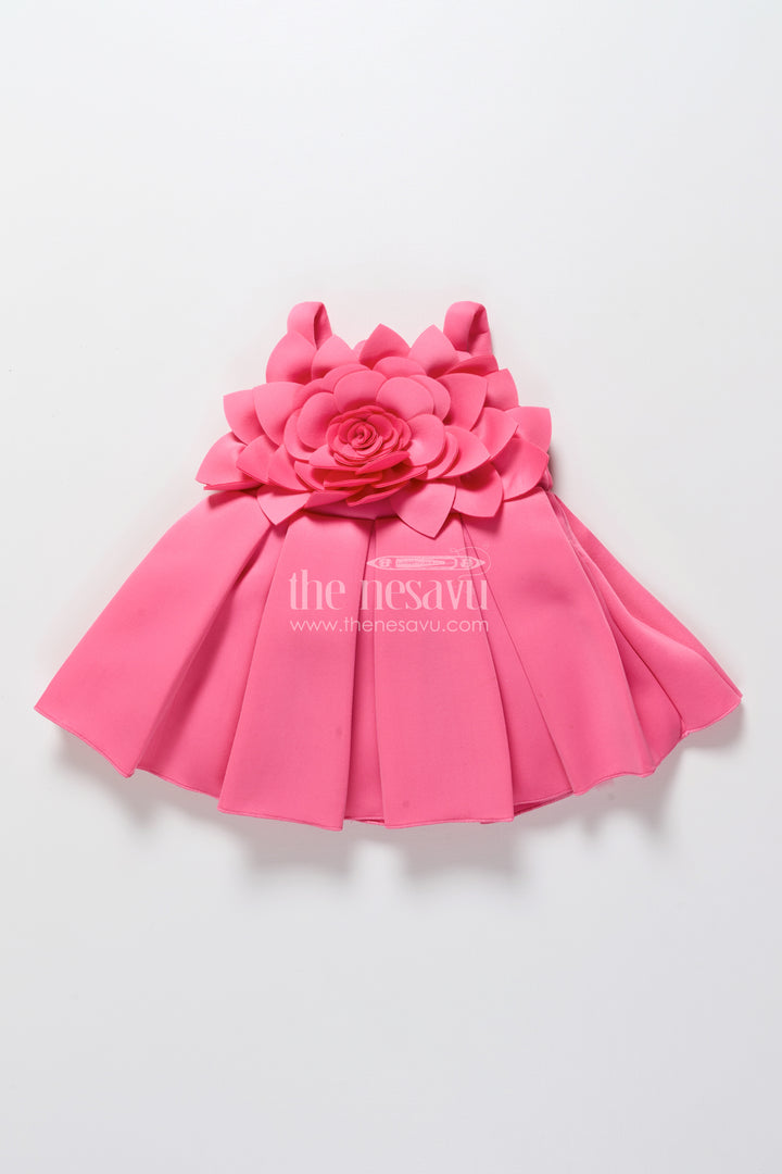 Scuba frock for baby girls with floral yoke for birthdays and special occasions