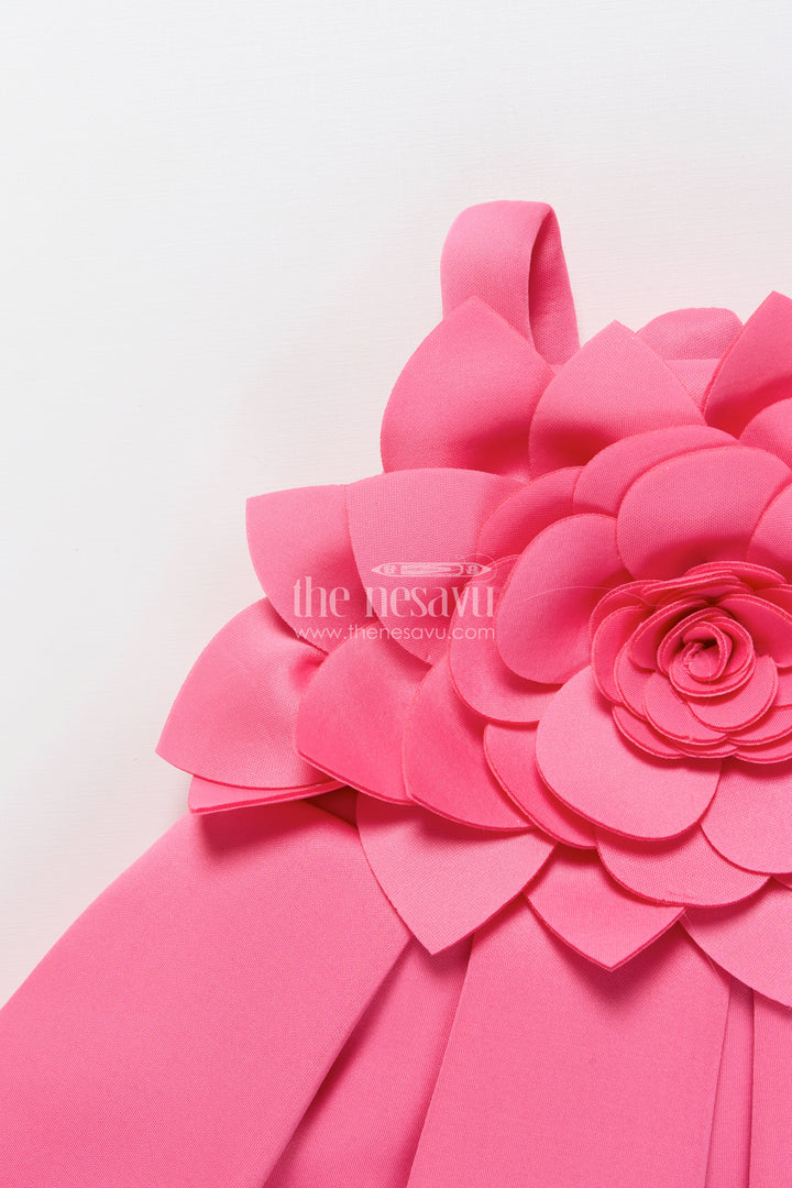 Scuba frock for baby girls with floral yoke for birthdays and special occasions