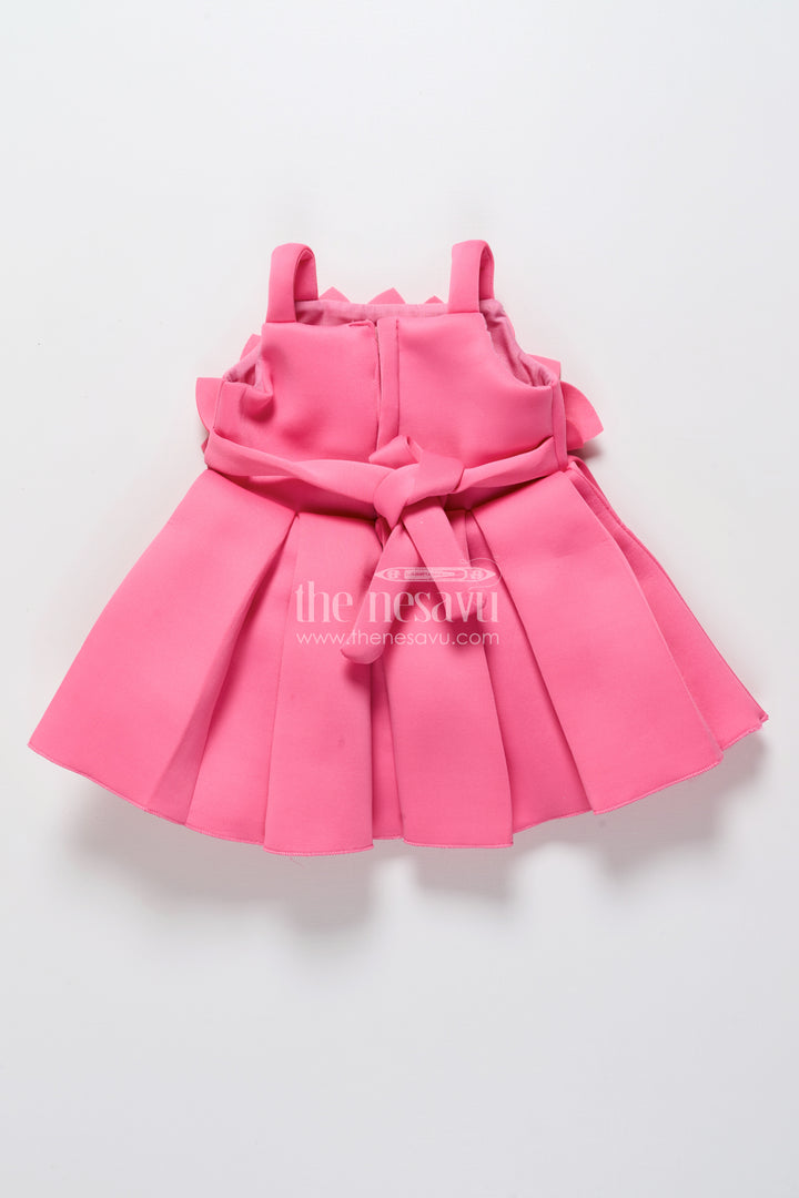 Scuba frock for baby girls with floral yoke for birthdays and special occasions