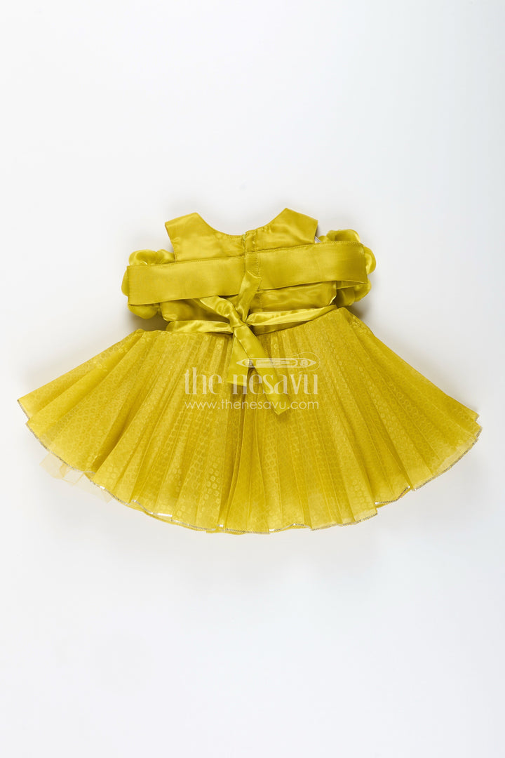 Flower-embellished satin frock for baby girls – perfect for parties and receptions