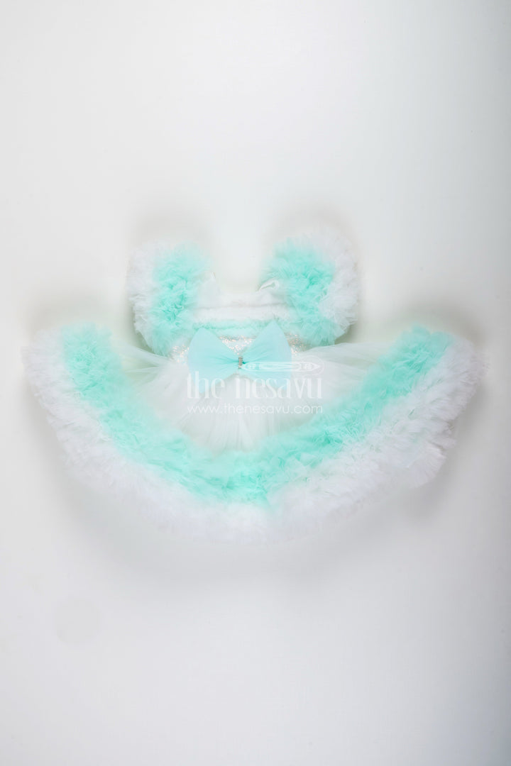 Feather-trimmed soft net party frock for baby girls – dreamy look for birthdays