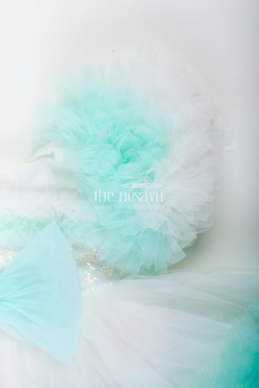Feather-trimmed soft net party frock for baby girls – dreamy look for birthdays