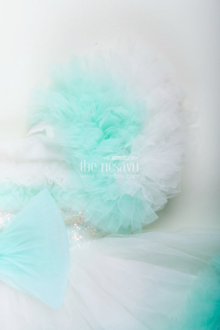 Feather-trimmed soft net party frock for baby girls – dreamy look for birthdays