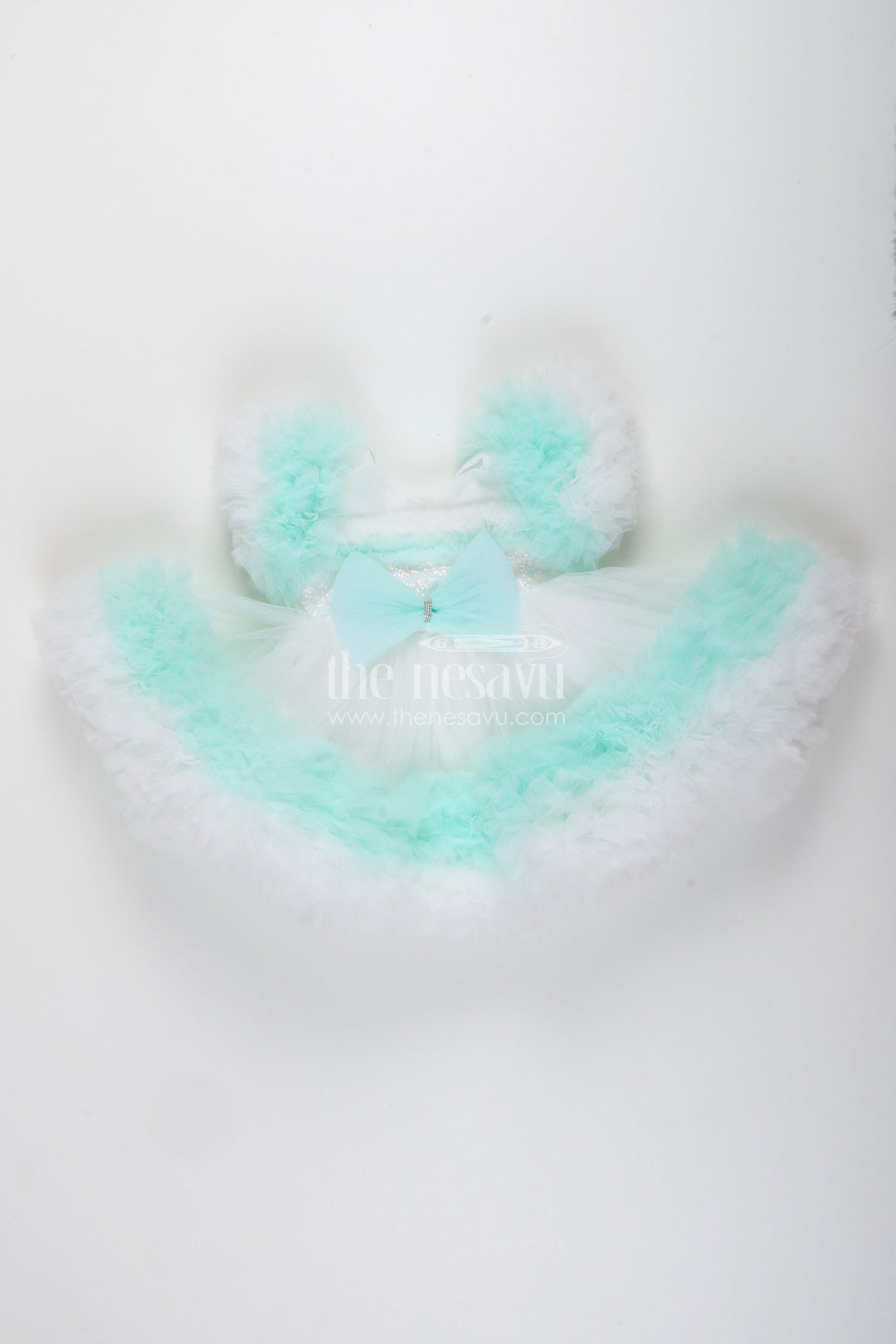 Feather-trimmed soft net party frock for baby girls – dreamy look for birthdays