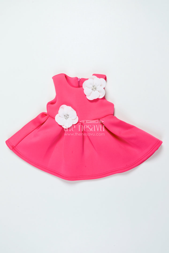 Baby Girl Party Frock with Floral Embellishments for Birthdays
