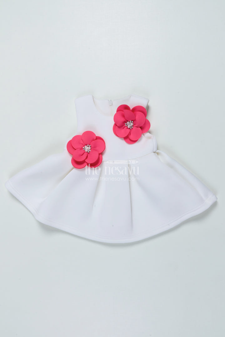 Baby Girl Birthday Frock with Floral Accents In Soft Scuba Fabric