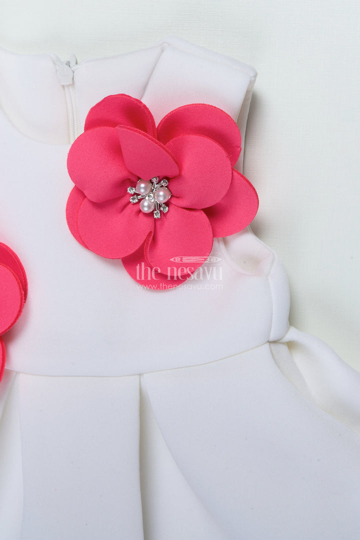 Baby Girl Birthday Frock with Floral Accents In Soft Scuba Fabric