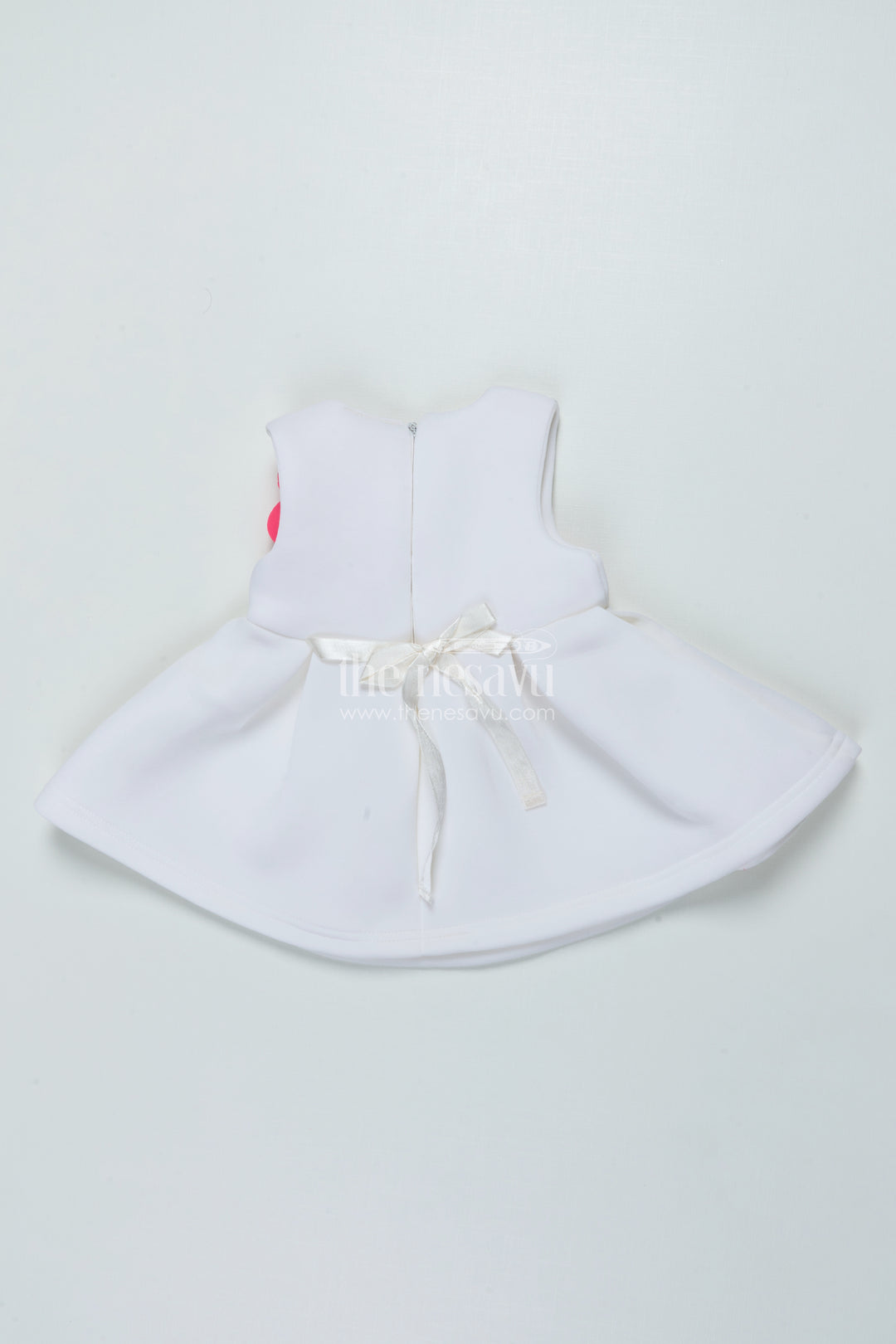 Baby Girl Birthday Frock with Floral Accents In Soft Scuba Fabric